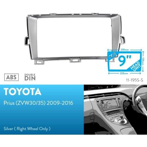 9 inch Car Fascia Radio Panel for TOYOTA PRIUS 2009+ (Right Wheel) Facia Dash Kit Install Adapter Bezel Plate Trim Console Cover
