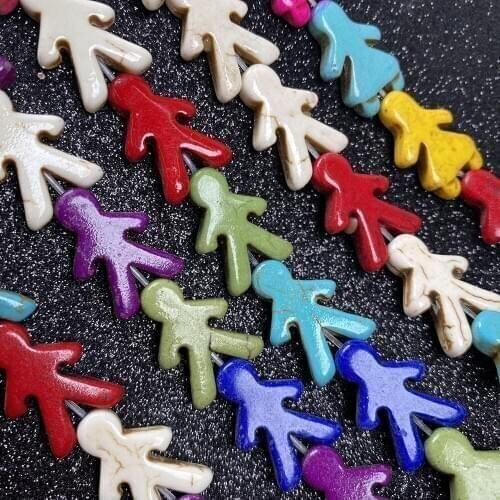 Natural Stone Beads Little Boy Girl Shape Turquoises Beads for Jewelry Making DIY Earrings Bracelet Necklace Accessories 15x22mm