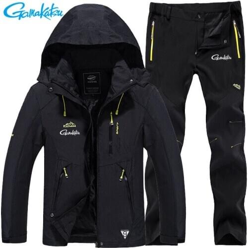 Gamakatsu Fishing Clothes Sets Outdoor Fishing Clothing 2020 New Winter Keep Warm Men Fishing Suit Breathable Fishing Jacket