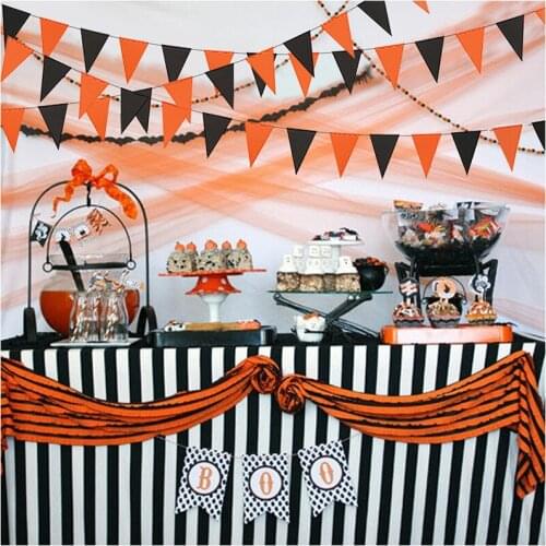 Happy Halloween Garland Bunting Pumpkin Bat Spider Paper Banners Flags Home Halloween Party Decorations Scary Horror House Props