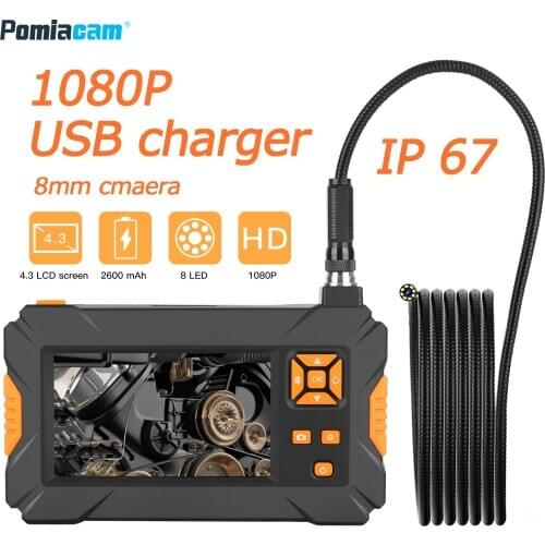 HD1080P 8MM Lens Screen inspection endoscope camera waterproof 4.3 inch HD TFT IPS Screen camera Car borescope Monitor