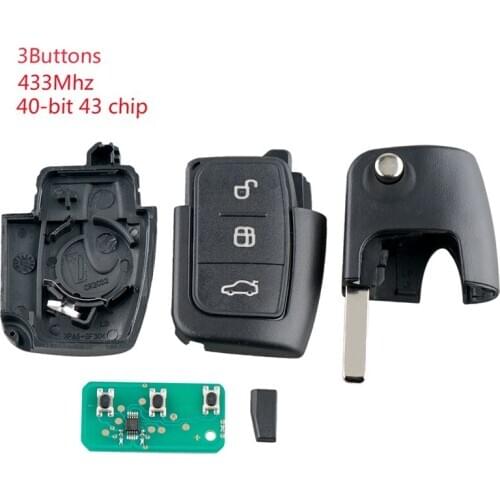 Car Smart Remote Key 3 Buttons Fit For Ford Focus Fiesta 2013 Fob Case 43hz