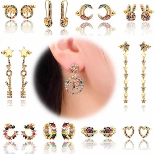 AAA micro inlaid exquisite jewelry earrings womens Gold CZ Earrings love smile Flower Earrings Jewelry Gifts