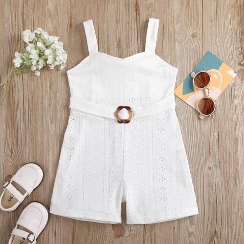 New Good Quality Factory Price Fashion Hot Selling Childrens Cool Comfortable Solid Color Hollow Pattern Sling Jumpsuit