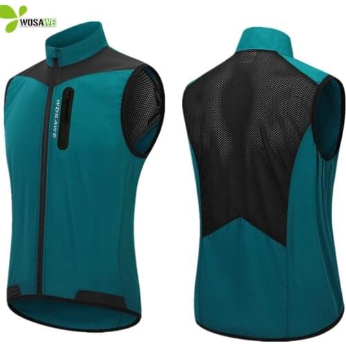 WOSAWE Lightweight Cycling Vest Windproof Waterproof Running Vest MTB Bike Bicycle Reflective Clothing Sleeveless Jacket Jersey
