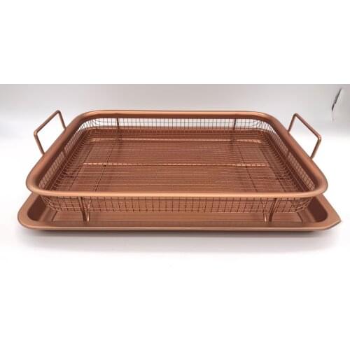 Microwave Oven Copper Baking Tray BarBecue Tray Fry Pan Non-Stick Chips Basket Baking Dish Grill Mesh Kitchen Tool