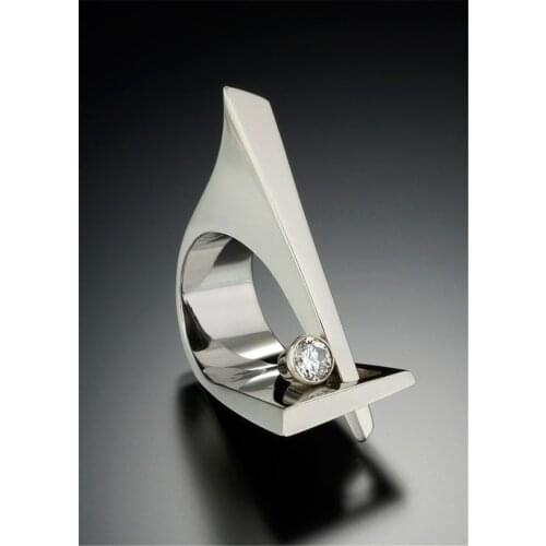 Milangirl white zircon ring Authentic Wave Geometric Love Adjustable Finger Rings for Women Wedding Engagement Jewelry