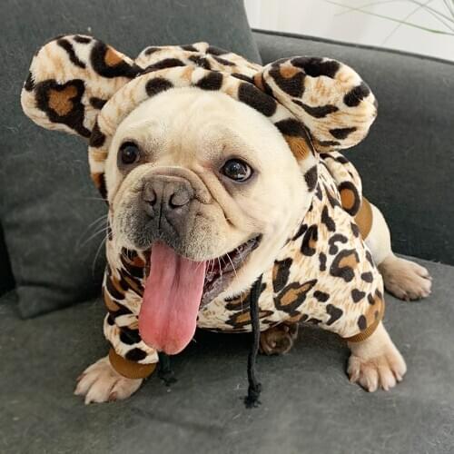 Cute Thicken Puppy Coat Winter Warm Doggie Clothes Leopard Print Hooded Ropa De Perro Festival Costume For Small Little Pet Dog