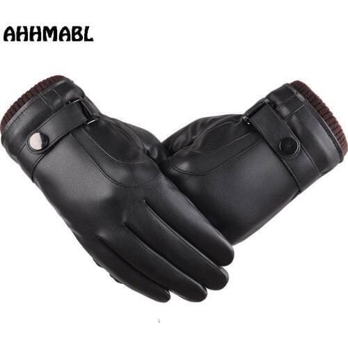 Fashion Mens Classic Black Winter Leather Gloves Sport Driving Touch Screen Gloves Male Military Tactical Warm Mitterns G513