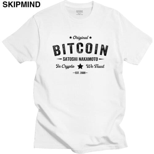 Retro Bitcoin Satoshi Nakamoto In Crypto We Trust T-shirt Men O-neck Short Sleeve Blockchain Casual Tshirt 100% Cotton Tee Shirt