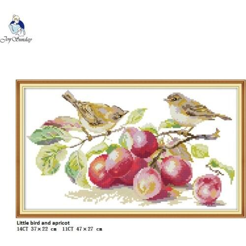 Joy Sunday Little Bird and Apricot Counted Cross Stitch kits, Embroidery Needlework Set, DIY Handmade Craft Home Decoration