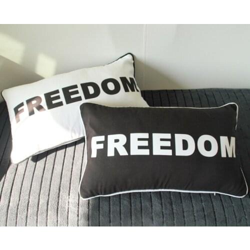 Freedom Cushion Cover Black and white Pillow Case Minimalist Soft Throw Pillow Cover Home Bedroom Decoration Sofa Gift