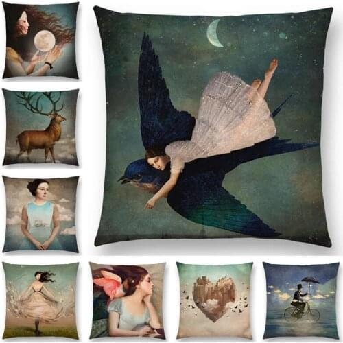 New Elegant Lady Lovely Girl Shakespeare Plays Fantasy Painting Heart Free Wish Sea Cushion Cover Sofa Throw Pillow Case