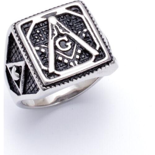 New Mens Square Freemason Free Mason Cross Templar Masonic Ring