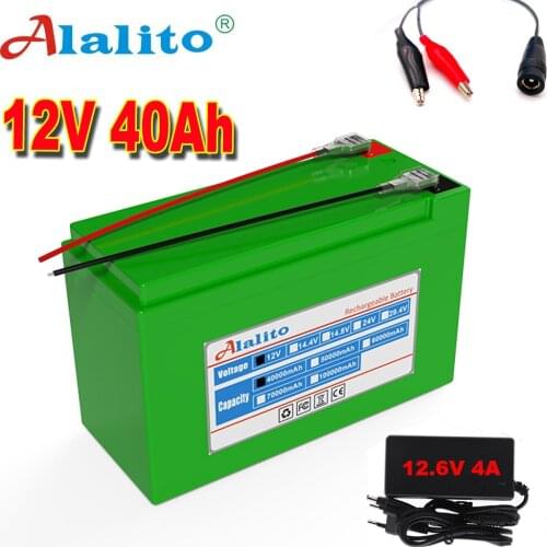 NEW 12V 40Ah 18650 lithium battery pack 3S6P built-in high current 30A BMS for sprayers, electric vehicle batterie+12.6V charger
