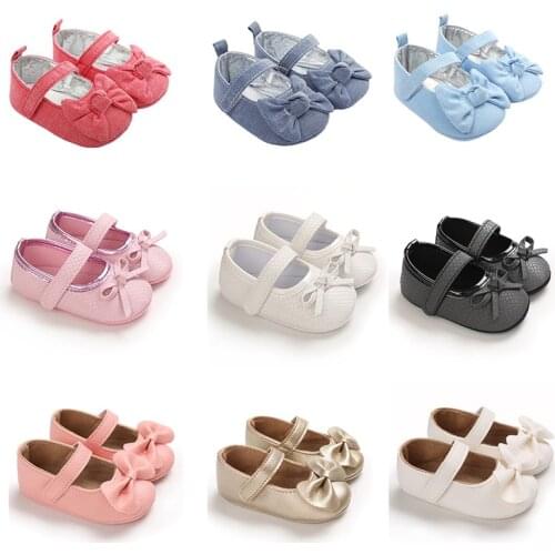 Baby Girls Princess Bowknot Shoes For Newborn Breathable Soft Sole Anti-Slip First Walkers Prewalker Crib Shoes