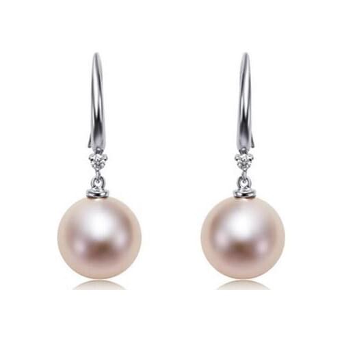 A pair of 10-11mm south sea round pink pearl earring 925s