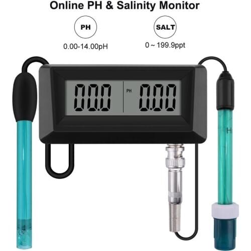 Ph-0259 online PH and salinity monitor 2 in 1PH meter professional water quality tester for seawater, gardening and hydroponic