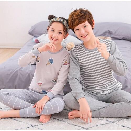 New Teenage Pajamas Clothes Long Sleeve Childrens Clothing Boys Girls Sleepwear Winter Pyjamas Sets For Kids 8 10 12 18 Years