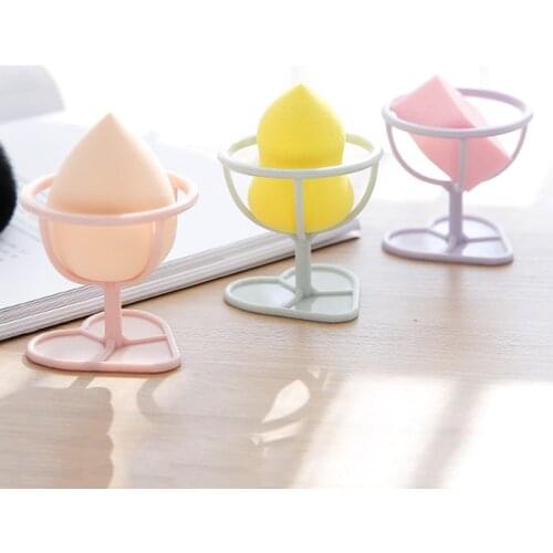 1pc Powder Puff Holder Puff Makeup Egg Foam Storage Rack Sponge Drying Stand Holder Heart Shaped Base Organizer Home Accessories