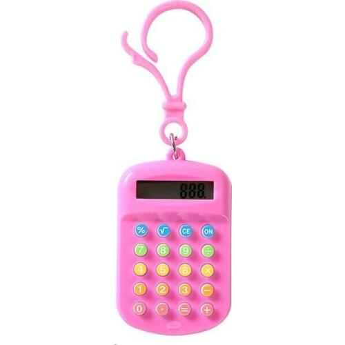 Portable Digit Calculator Mini Calculator Pocket Display Cartoon Cute Creative Keychain Calculator Random Color 5 Pcs