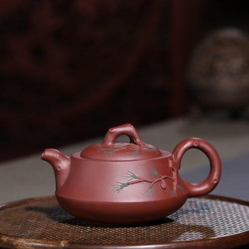 Selling yixing handwork undressed ore qing cement recommended pine needles of bamboo kung fu tea set the teapot