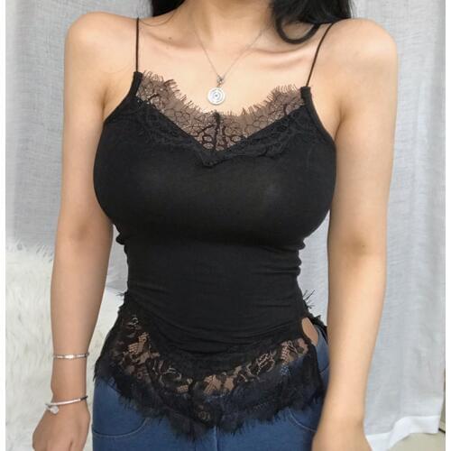 Sexy with Lace Silk Cami for Women Spaghetti Strap Slim Top Tank Ladies Summer Tops White Lace Camisole Basic Tops Women 2020