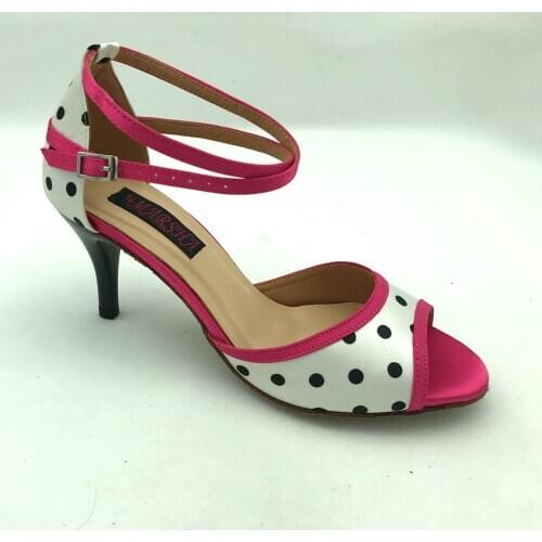 7.5cm heel Sexy Latin Dance Shoes For women Salsa shoes pratice shoes comfortable latin shoes MS6237RWBD high heel available