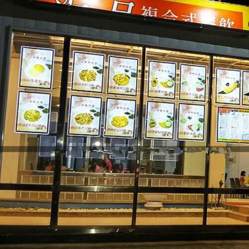 20 Units Vertical Cable Wires Hanging Crystal Frame Single Sided Light Box A3 Size for Real Estate Office Window