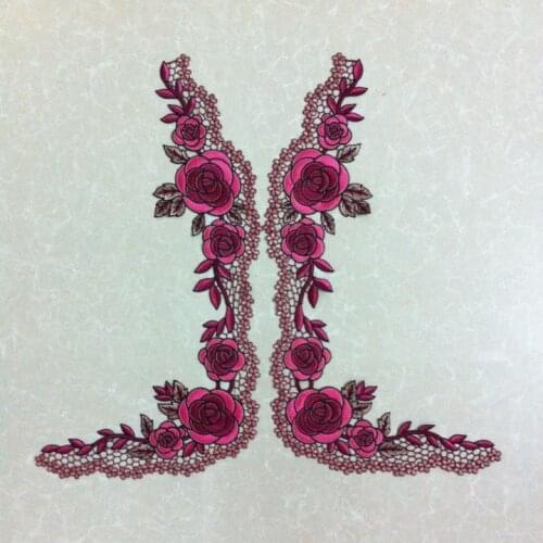 Water Soluble Purple Red Rose Lace Embroidered collar lace Neckline Collar Applique Scrapbooking lace applique patch lace motifs
