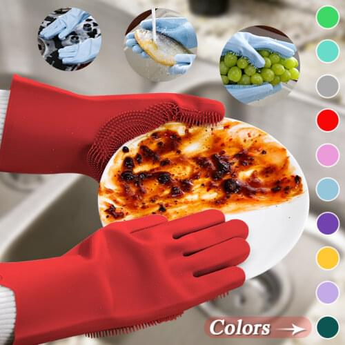Magic Pet Grooming Gloves Silicone Dishwashing Scrubber Gloves Car Dish Washing Glove for Household Rubber Kitchen Cleaning Tool