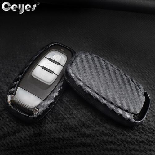 Ceyes Auto Key Protection Cover Shell Car Styling Case For Audi A6L A5 A6 2016 Q5 Smart Button Carbon Fiber Holder Accessories