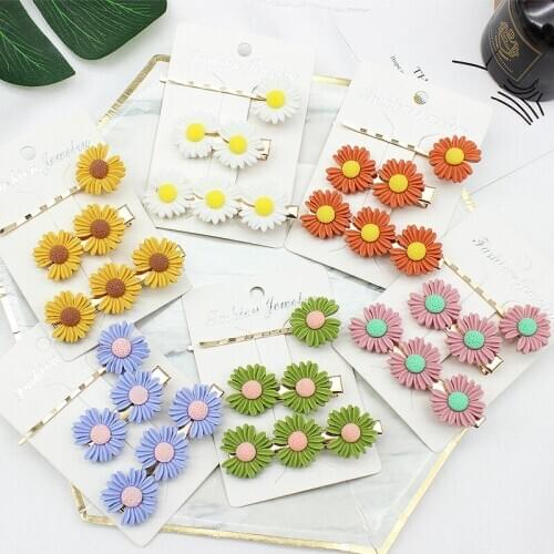 Teenage Heart Card Cute Word Clip Small Fresh Sen Tie Side Clip Small Daisy Flower Hair Clip kids hair accessories