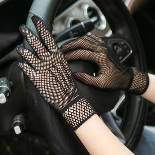 Women Summer UV-Proof Driving Dance Costume Lace Gloves Mesh Fishnet Gloves Cute Patchwork Mittens Guantes High Quality