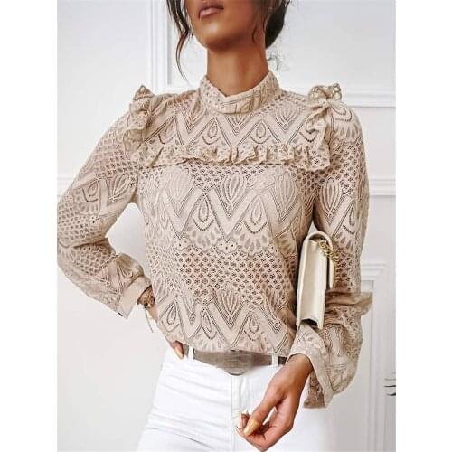 Woman T Shirts Autumn 2020 Fashion Elegant Designed Lace Long Sleeve Tshirt Mujer Camisetas женские футболки