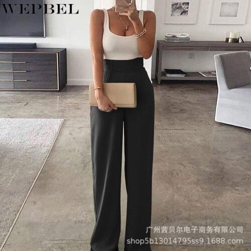 WEPBEL Women Elegant Vest Trouser Outfits Ladies Summer Two Piece Set Loose Jumpsuit Romper Overalls
