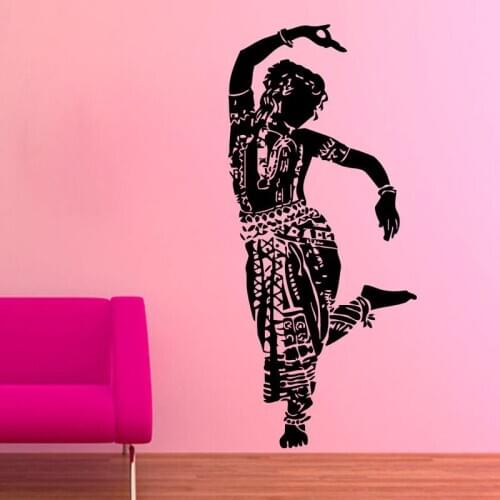 ZOOYOO Indian Woman Wall Sticker Gym Dance Wall Decal Home Decor Art Vinyl Living Room Bedroom Decoration