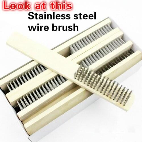 1pcs Wood Handle Steel Wire Brush for Industrial Devices Surface/Inner Polishing Grinding Cleaning Row Hand Tool