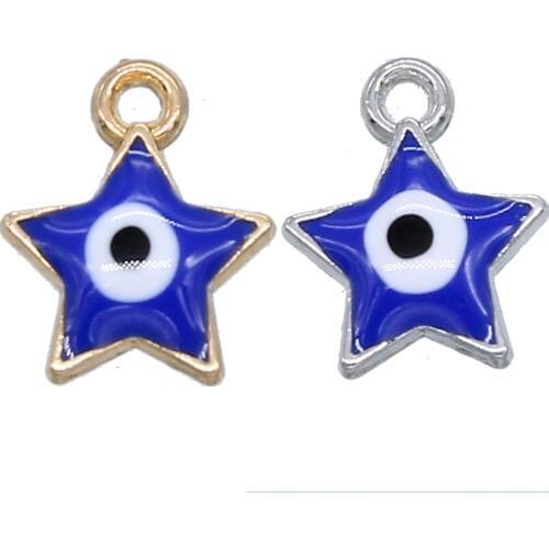 10ps five-pointed star lucky evil beads pendant connector jewelry accessories beaded bracelet necklace ornaments handmade wholes