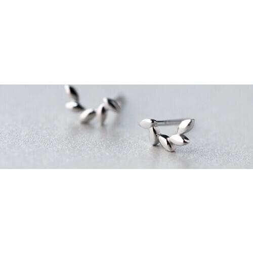 100% 925 Sterling Silver Leaf Stud Earrings For Women Elegant Lady Prevent Allergy boucle d'oreille pendientes