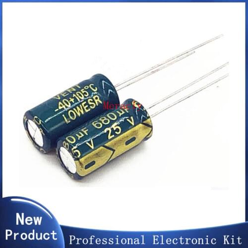 200pcs/lot Q01 25V 680UF Low ESR/Impedance high frequency aluminum electrolytic capacitor size 8*16 680UF25V 20