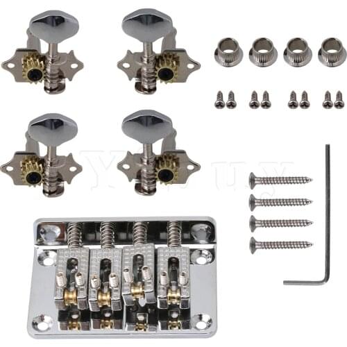4 String Guitar Bridge and Chrome Machine Heads Replacement Accessories