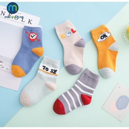 5 pairs/lot Cartoon Thick Cotton Knit Baby Girl Socks For Children Kids Boy Childrens Warm Socks With Inscriptions Miaoyoutong