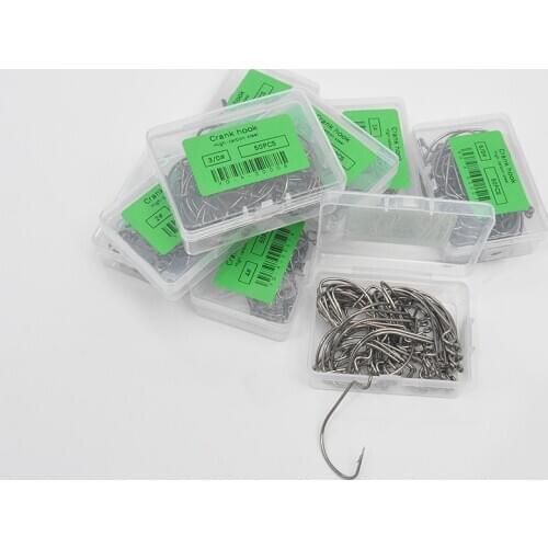 50pcs/Box Offset Hook Anzuelos Pesca Jig Hook High Carbon Steel Karpervissen Fishhooks Lure Softjerk Hooks 6#-5/0 Fishing Tackle