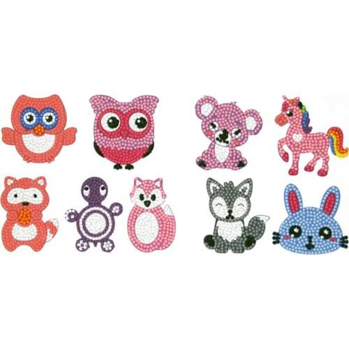 9pcs Animal Diamond Painting Stickers Mini Pattern Diamond Mosaic Embroidery Cross Stitch Cup Phone Book Decor For Adults Kids