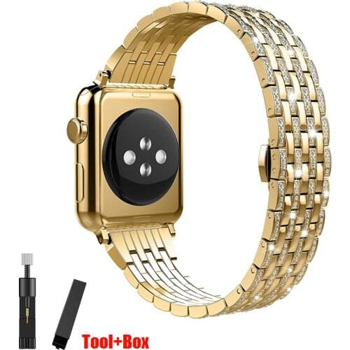 Luxury Diamond strap for Apple watch band 40mm 38mm 6/5/4/3/2/1 iwatch band 40 mm 38 mm 42mm 44mm stainless steel bracelet