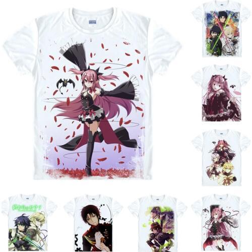 Coolprint Anime Shirt Seraph of The End T-Shirts Krul Tepes Short Ichinose Guren Mikaela Hyakuya Cosplay Motivs Hentai Shirts