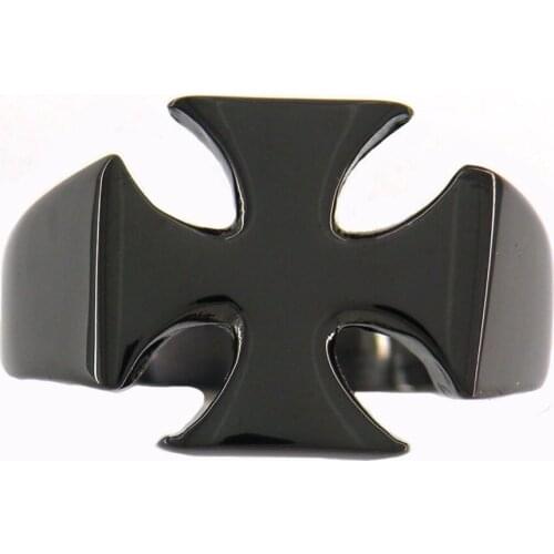 FANSSTEEL Stainless Steel Jewelry Black plating Military German Cross Ring FSR10W01B