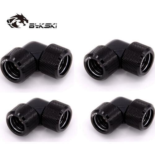 Bykski 4 pcs / set of PC water-cooled 90degree connectors for OD12mm / OD14mm / OD16mm pipe manual compression copper connectors