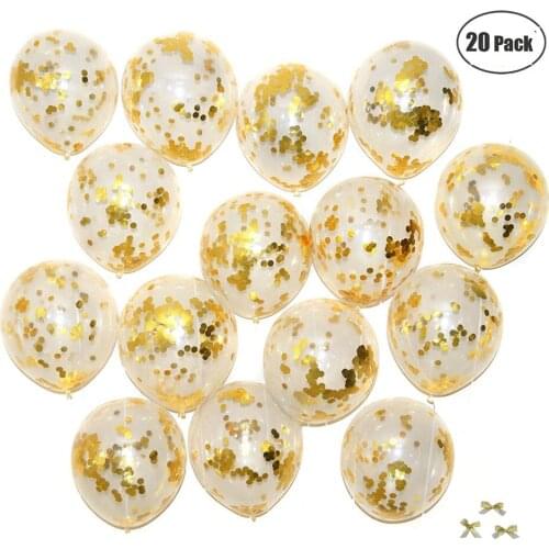 12 inch Gold Confetti Balloon Latex Birthday Party Balloons Filled Round Golden Mylar Foil for Birthday Party Wedding Deco 20pcs